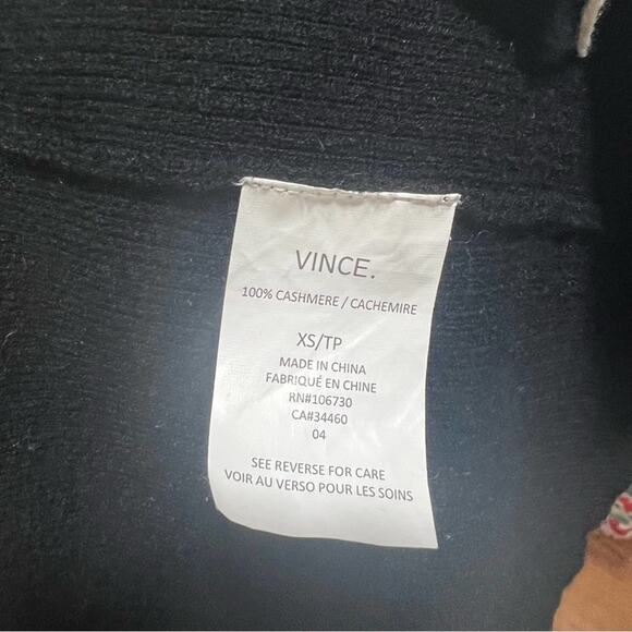 Vince black cream colorblock cashmere open cardigan sweater - Picture 7 of 9